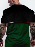 Camiseta De Verano Para Hombre 3D Imprimido Casual Retro Negro Y Verde Polyester Camiseta De Moda Y Cómoda Para La Primavera Y El Verano - details 4