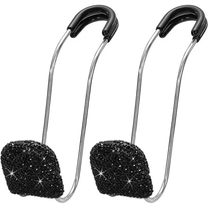 Ganchos para reposacabezas de asiento de coche con brillantes, soporte para monedero de coche con diamantes de imitación, organizador de ganchos para coche con brillantes, paquete de 2 - 1