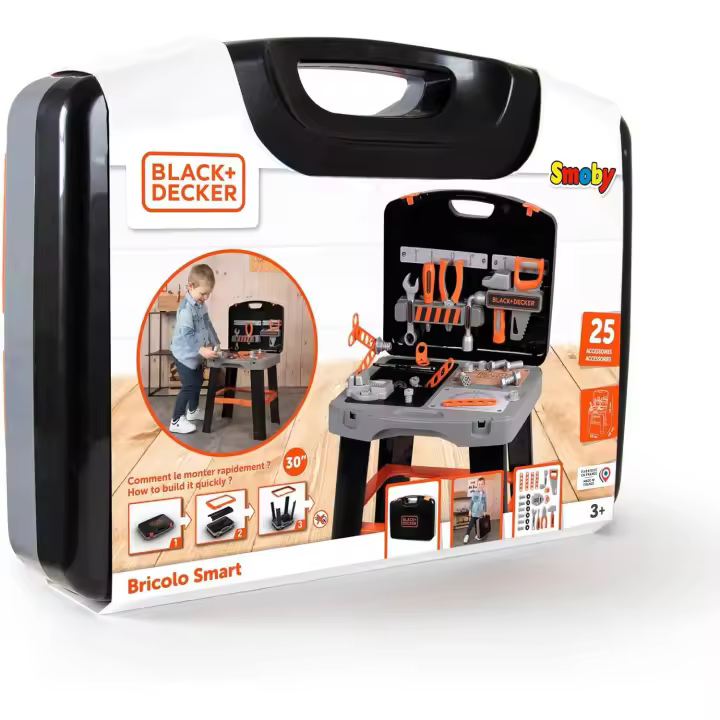 Banco de Trabajo Smoby Black & Decker en maletín con 33 Accesorios (7600360734) - 1