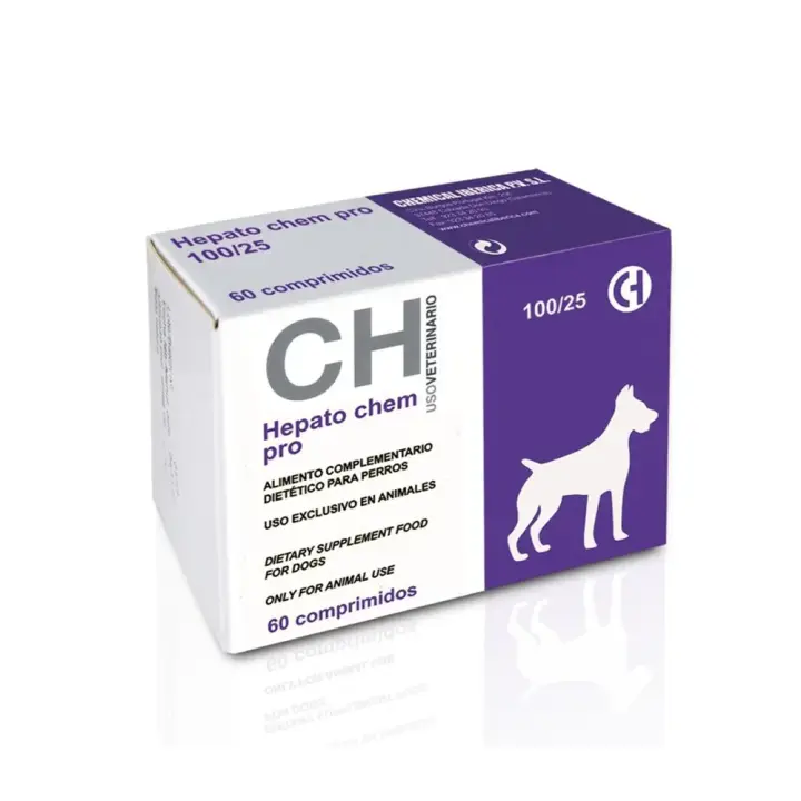 Hepato Chem Pro 100/25 60 comprimidos suplemento hepático para perros de razas pequeñas Chemical Ibérica - 1