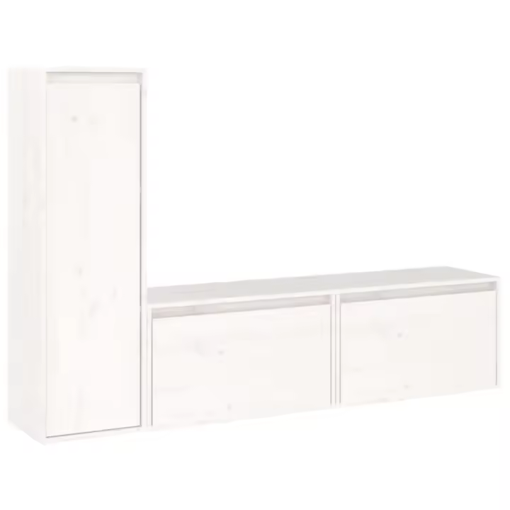 vidaXL Muebles para TV 3 piezas madera maciza de pino, Mueble de Salon, Mueble TV, Mueble TV salon, Mesa de TV, Mueble tele - 1