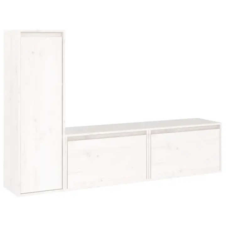vidaXL Muebles para TV 3 piezas madera maciza de pino, Mueble de Salon, Mueble TV, Mueble TV salon, Mesa de TV, Mueble tele - 1