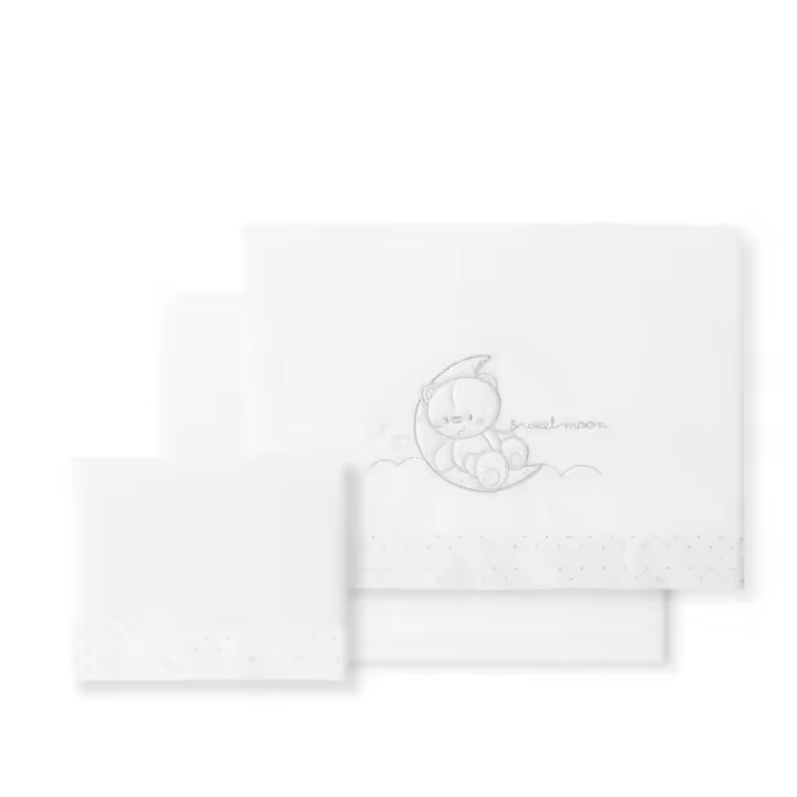 Sábanas Minicuna 100% Algodón  50X80 (bajera+encimera+funda almohada) Modelo Sweet Moon Interbaby - 1