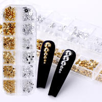 12Grillas De Perlas De Acrílico En Oro Y Plata Combos De Colores Metálicos Para Uñas Adornos Planos Y Semirredondos Para Joyería De Manicura Accesorios De Belleza - details 0