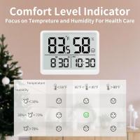 Termómetro de Habitación para interiores - Higrómetro Monitor de temp y humedad con sensor de Alta precisión Pantalla LCD Reloj de fecha grande para Cocina Habitación de Bebé Oficina (Blanco) - details 5