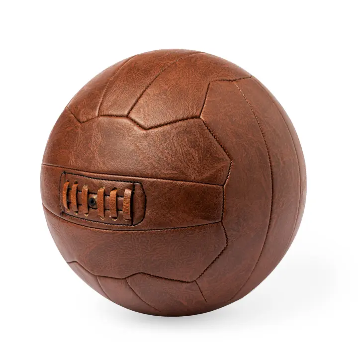 Balón de fútbol retro vintage estilo antiguo Makito. Talla 5. Material, resistente polipiel con válvula reforzada con un cordón en el mismo material. Color marrón. Ideal para exposición, juego, regalo - 1