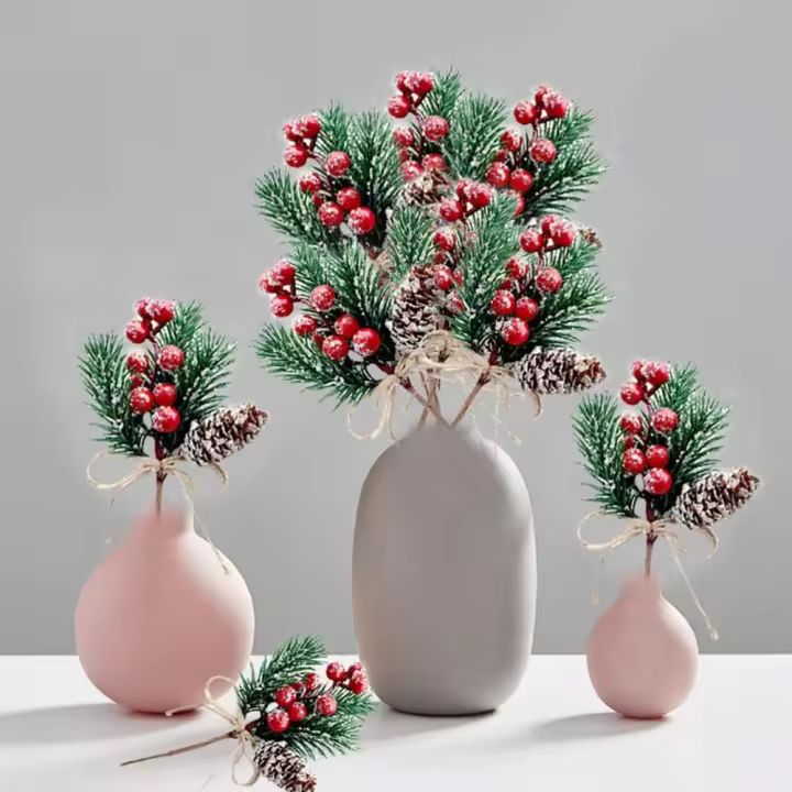 Decoración De Navidad Artificial Cones Ramas Y Bayas De Madera Para Artesanía Y Wreaths Decoración De Habitación Para El Hogar - 1