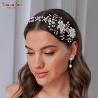 YouLaPan Diadema De Boda Para Novia Con Cristales Y Perlas Tiara De Mujer Accesorios De Peluca Para Celebraciones HP295 - details 0