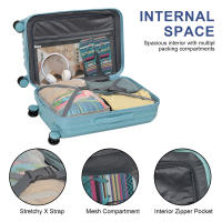 S7 STAR Juego de 2 maletas de viaje, Báscula de equipaje, Carcasa Ligera de PC, Asa con bloqueo a 3 alturas,Maleta grande, mediana y de cabina con un neceser,Trolleys,Ruedas Silenciosas Giratorias, Cerraduras de combinación,Múltiples opciones - details 4