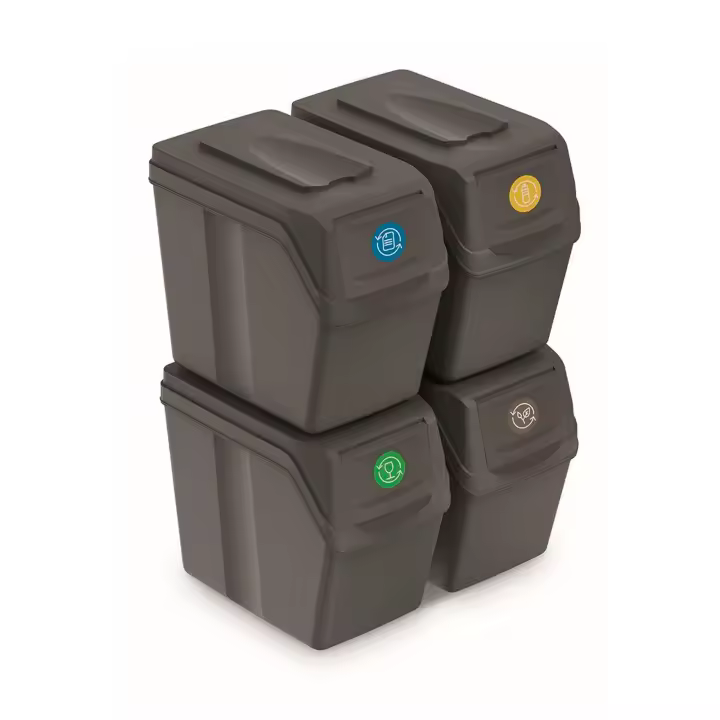 Juego de 4 cubos de reciclaje 80L PROSPERPLAST Sortibox de plastico en color gris - 1