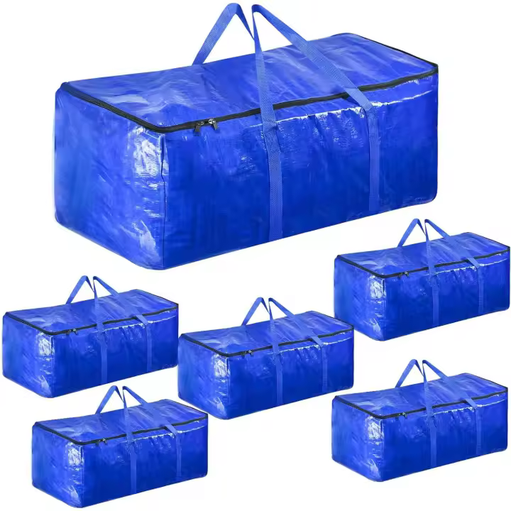 85L Bolsas Mudanza Fuertes para Ropa, Bolsa Almacenamiento Impermeable Grande Resistente con Cremalleras para Edredones, Duradera y Reutilizable para El Hogar (Paquete de 6) - 1