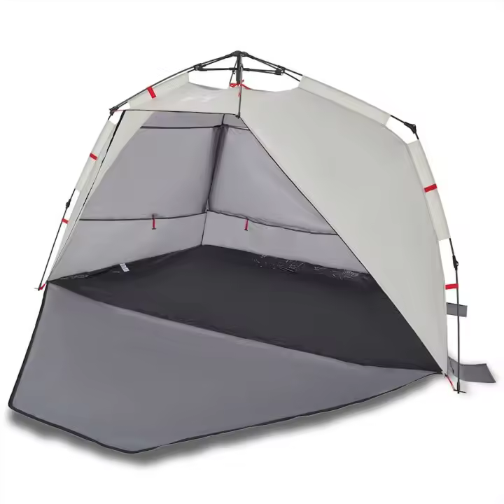 vidaXL Tienda de playa 3 personas impermeable apertura rápida gris - 1