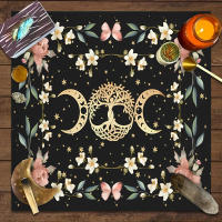 Mantel De Tela Para Cartas De Tarot 1pc Decoración De Juego De Cartas Pagan Con Fases De Luna Y Flores Estilo Pagan Para Atril Y Brujería - details 8