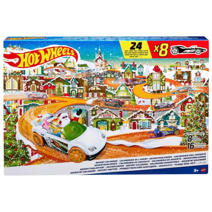 Hot Wheels calendario de adviento con 8 coches y 16 accesorios sorpresa como figuras y figuritas - 1