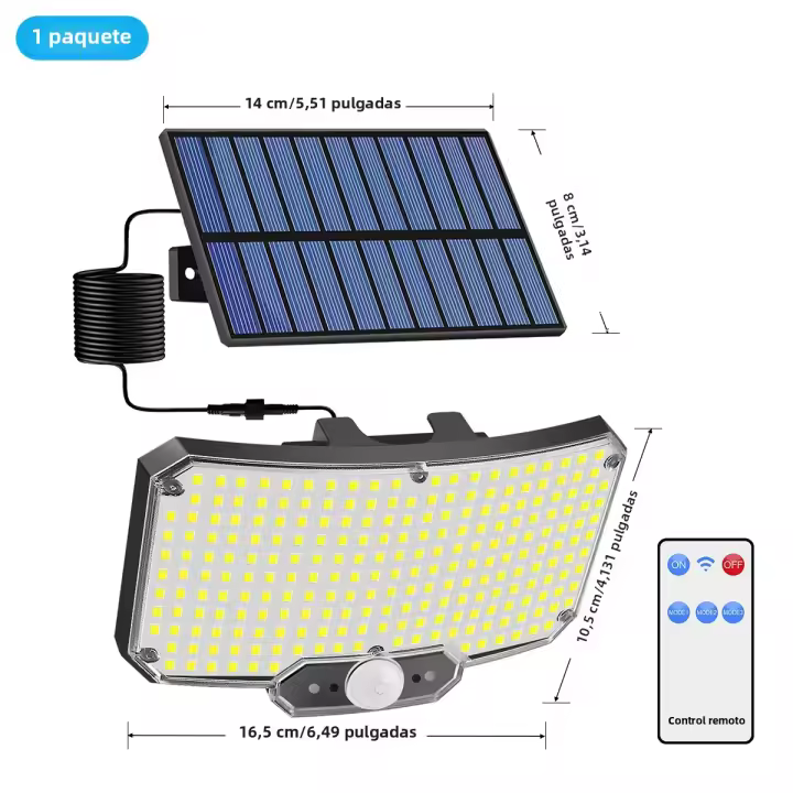 Lámpara Solar Exterior Con 234 LEDs Y Sensor De Movimiento 3 Modos de Luz De Seguridad IP65 Impermeable Control Remoto AMARYLLIS - 1