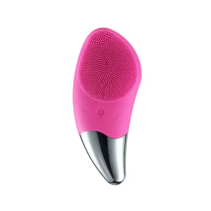 Eléctrico, impermeable, Máscara masajeador facial de silicona, purador facial recargable (Rojo) - 1