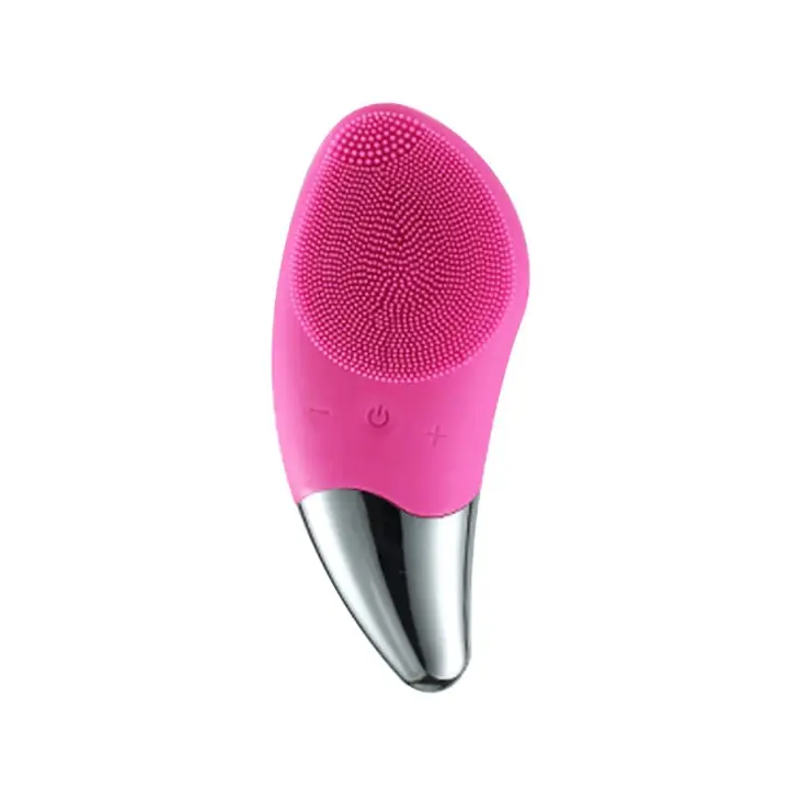 Eléctrico, impermeable, Máscara masajeador facial de silicona, purador facial recargable (Rojo) - 1