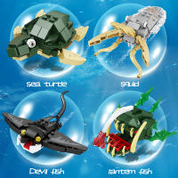 Set De Bloques De Construcción Sea World Para Niños Mini Modelos Marinos De Ballena Lobo Y Peces Clown DIY Creativo Regalo De Cumpleaños - details 2