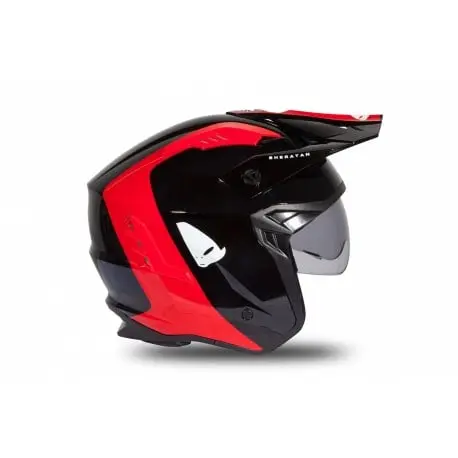 Casco Jet UFO Sheratan Trial negro rojo brillo - 1