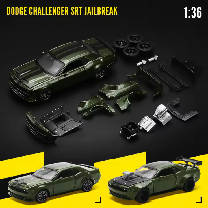 Coche De Juguete a Escala Dodge Challenger SRT Hellcat Jailbreak 1:36 Metálico Sin Batería Para Coleccionistas Y Regalo - 1