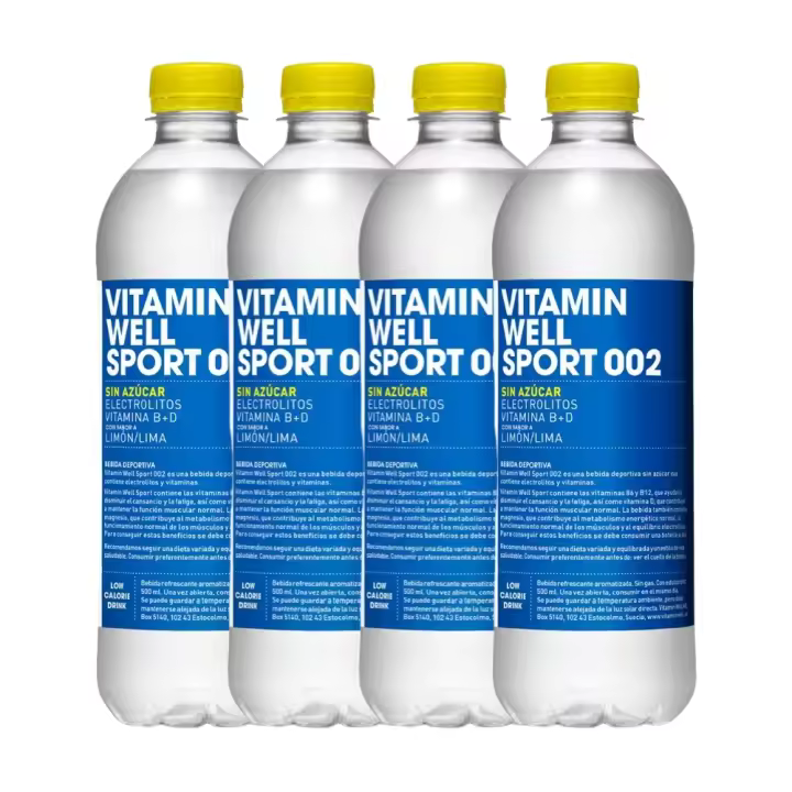 Pack 4x Bebida Vitaminada Sport 002  500ml  Sabor Lima/Limón  Con Electrolitos  Sin Azúcar  Hidratación y Recuperación  VITAMIN WELL - 1