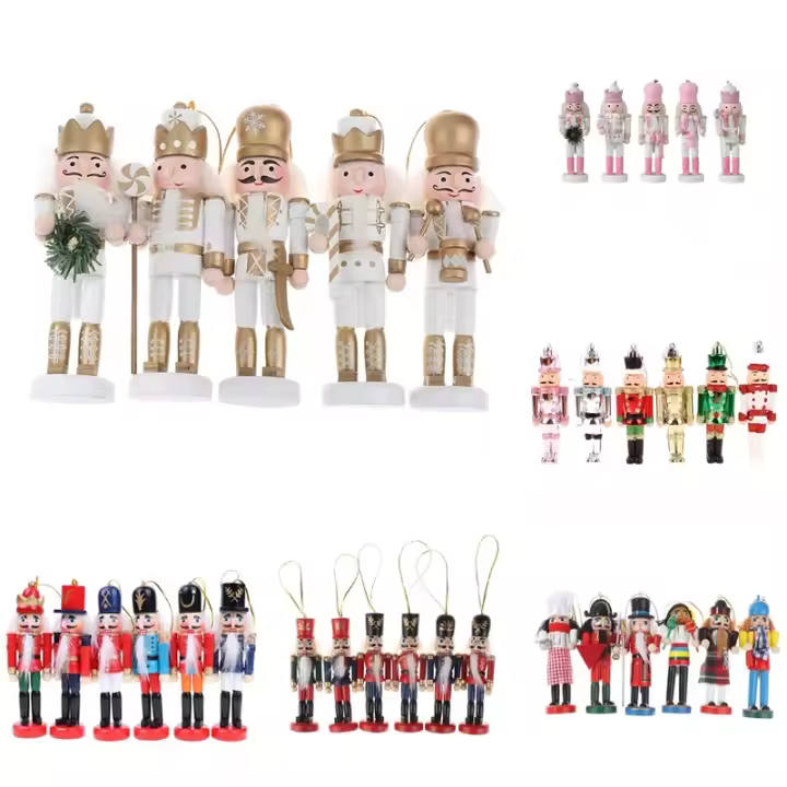 1PCS Nutcracker Puppet Soldier Pendant 6/12CM Miniatura Soldado De Navidad Decoración Para Escritorio Adorno De Hogar Figura De Madera - 1