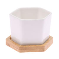 Maceta De Cerámica Blanca Para El Hogar Con Bandeja Hexagonal Sencillo Estilo Europeo Contenedor De Planta Para Suculentas Pequeña Maceta Para Bonsái - details 16