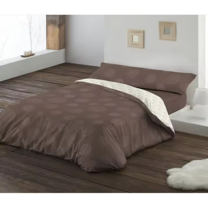 Hosteline - Juego de funda nórdica Hosteline LIENZO Marrón Cama de 135 2 Piezas - 1