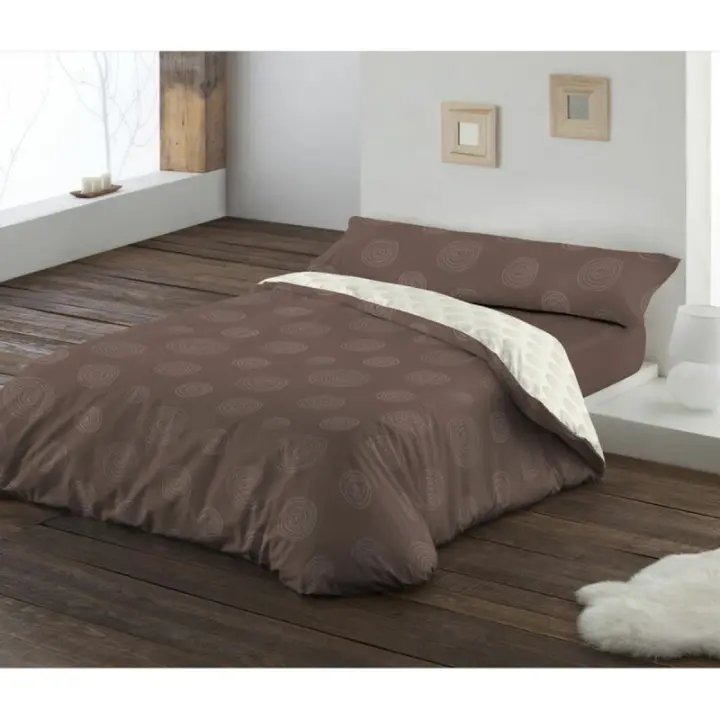 Hosteline - Juego de funda nórdica Hosteline LIENZO Marrón Cama de 135 2 Piezas - 1