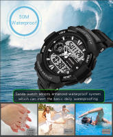 Reloj Deportivo De Pulsera Para Hombre SANDA Estilo Militar G-Style LED Digital Cronógrafo Resistente Al Agua Cuarzo Analógico-Digital Con Alarmas Y Calendario - details 8