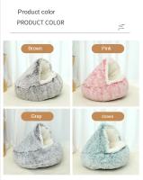 Cama De Peluche Para Gatos Invierno Almohadilla Redonda Para Mascotas 2 En 1 Cesto De Descanso Saco De Sueño Para Gatos Y Perros Pequeños Casa De Gato - details 4