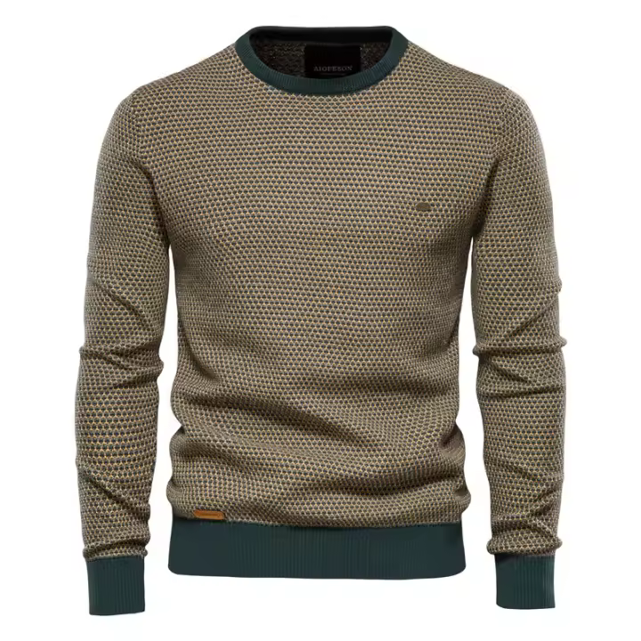 Top de punto para hombre, jersey personalizado con cuello redondo para otoño e invierno - 1