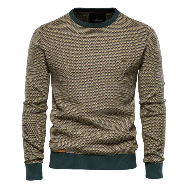 Top de punto para hombre, jersey personalizado con cuello redondo para otoño e invierno - 1