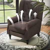 HOMCOM Sillón individual Sillón de relajación Sillón de orejas Silla individual Sillón de acento con tufting Pies de madera Poliéster74 x 86 x 102 cm - details 1