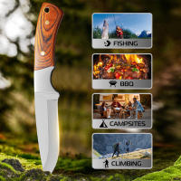 Cuchillo De Sobrevivencia Con Mango De Madera Y Funda De Nylon Herramienta De Pesca Y Caza Para Camping Y Tácticas - details 3