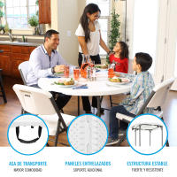 Mesa redonda plegable Lifetime Ø122x74 cm - details 2