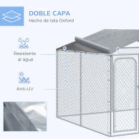 PawHut Perrera de Exterior con Toldo Jaula para Perros con 1 Puerta Anti-UV Impermeable y Marco de Acero para Jardín Patio 300x300x234 cm Plata - details 4