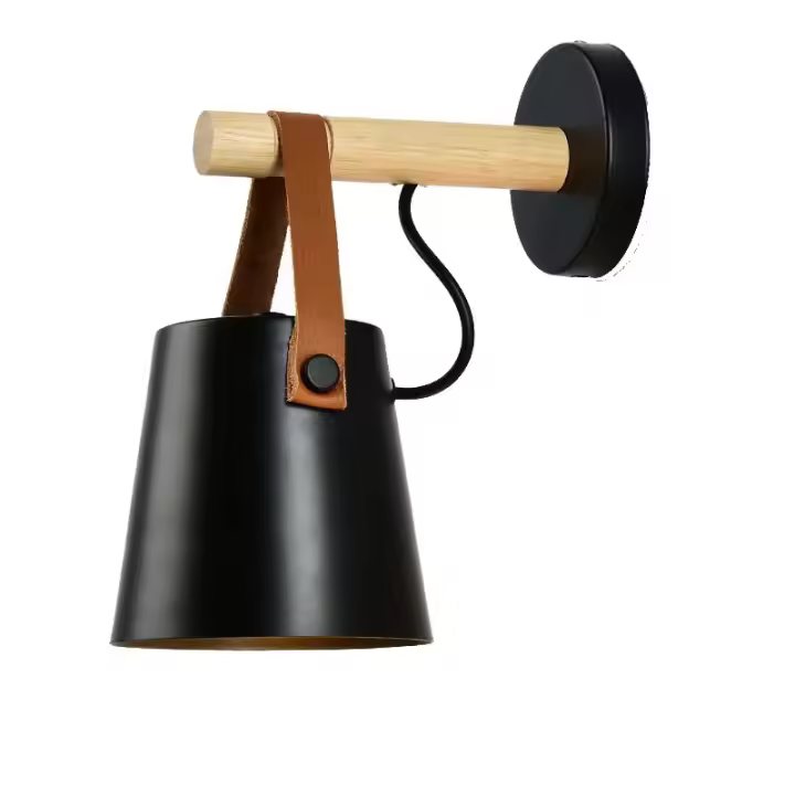 SSITO - Aplique de Techo Estilo Nórdico E27 Madera Maciza Negro - 1