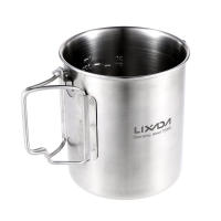 Taza Lixada De Acero Inoxidable 750ml Con Manijas Plegables Y Tapa Para Camping Senderismo Y Excursiones Al Aire Libre - details 6