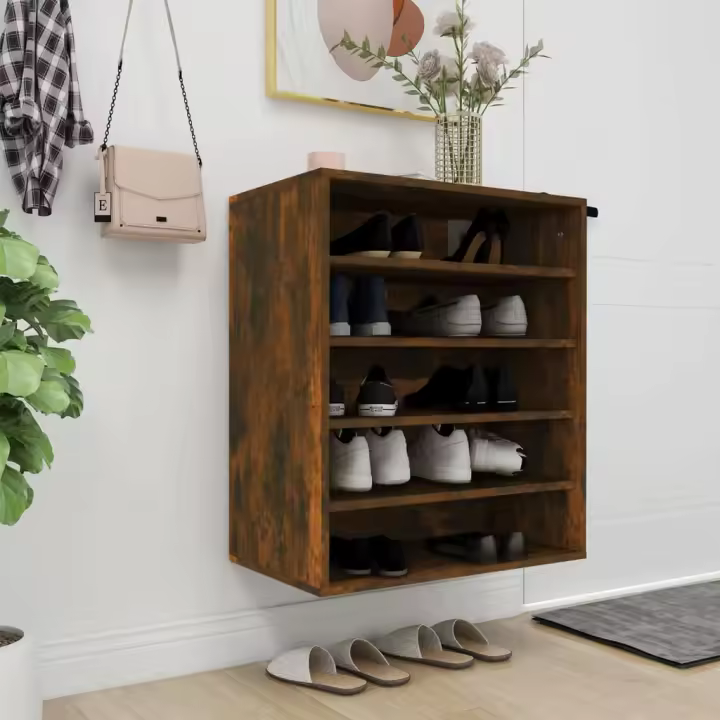 vidaXL Mueble zapatero madera contrachapada roble ahumado 60x35x70 cm - 1