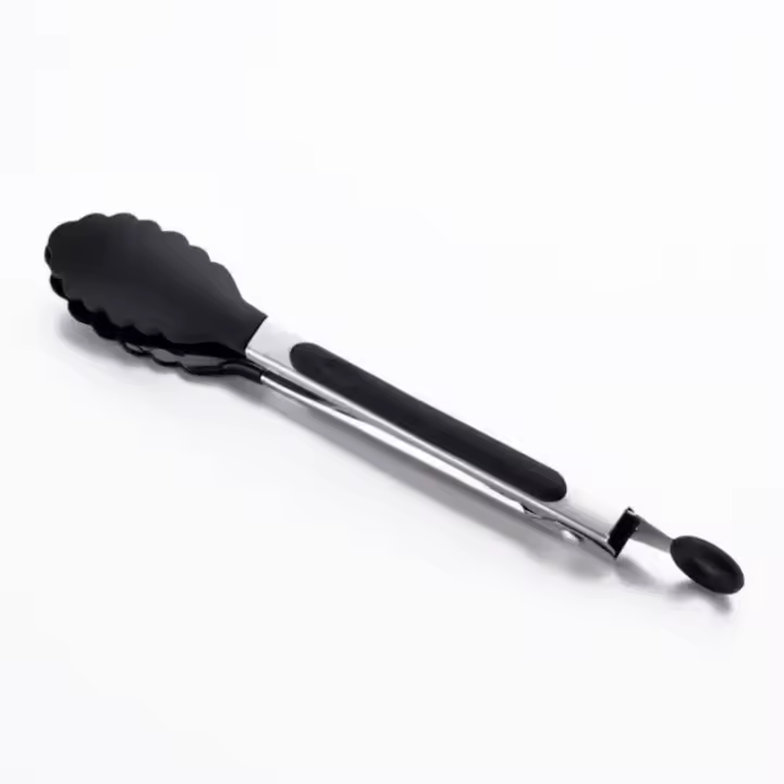 Pinzas De Cocina De Acero Inoxidable Con Mango De Silicona Antideslizante Utensilio De Cocina Para BBQ Salada Y Hornear Herramienta De Servicio - 1