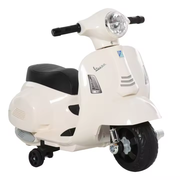 HOMCOM Moto Eléctrica Vespa para Niños de 18-36 Meses con Faro Bocina y 4 Ruedas Motocicleta Infantil con Licencia 66,5x38x52 cm - 1