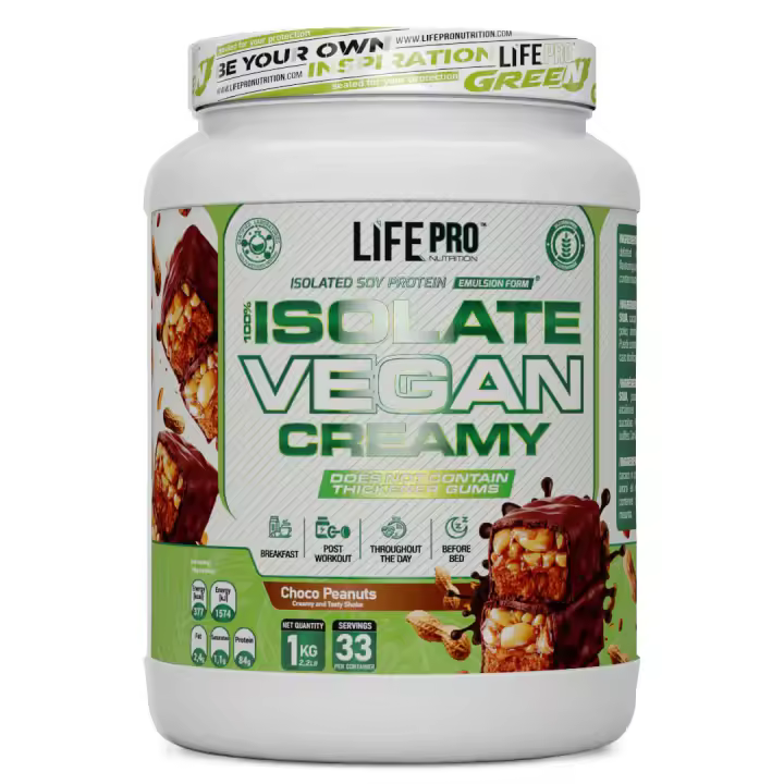 LIFE PRO NUTRITION ISOLATE VEGAN CREAMY 1KG - Proteína de Origen Vegetal Muy Cremosa - Ideal para Dietas Veganas/Vegetarianas - 1