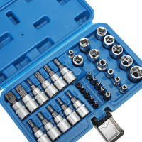 Nueva Kit De Herramientas Manuales 34Pcs Tornillos Torx Estrella Macho Y Hembra Con Llave De 3/8" Y Hexagonal 5/16" Para Reparación De Coches En Casa - details 7