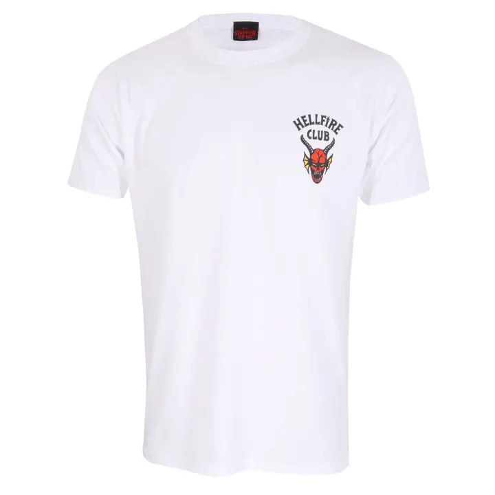 Camiseta de Manga Corta Stranger Things Helfire Club Blanco Unisex - 1