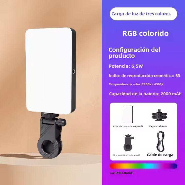 Luz De Relenado Portátil Tricolor Para Auto Fotos Streaming De Teléfono Móvil Iluminación De Belleza Fotografía SLR RGB Full Color - 1