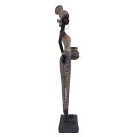 CAPRILO REGALOS & DECORACIÓN Figura Decorativa de Resina "Africana Plantada con Jarrón" . Adornos y Esculturas. Regalos Originales. Decoración Hogar. 9,50 x 5 x 33 cm - details 3