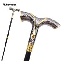 Bastón De Moda Dorado Y Negro Con Líneas Fluídas Para Cosplay Y Fiestas Decorativo Y Elegante Con Punta De Goma 92cm - details 3