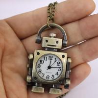Reloj De Bolsillo Cuarzo Con Dial Redondo Y Números Arábigos En Forma De Robot Vintage Colgante Decorado Con Llavero Para Encanto De Bolsa Para Fiesta Unisex - details 5