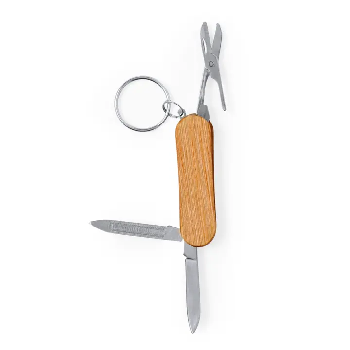 10 Navajas multiherramienta con mango de madera grabado y accesorios en acero inoxidable ideal para eventos - 1